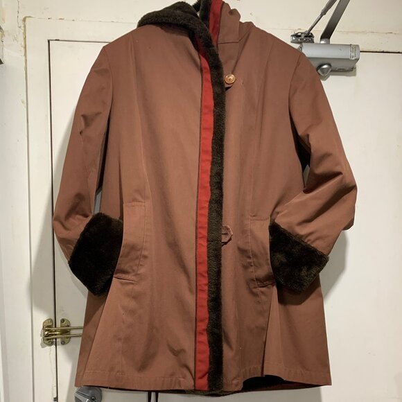 VINTAGE LONDON FOG SHERPA LINED HOODED TRENCH COATS SIZE M - Picture 4 of 10